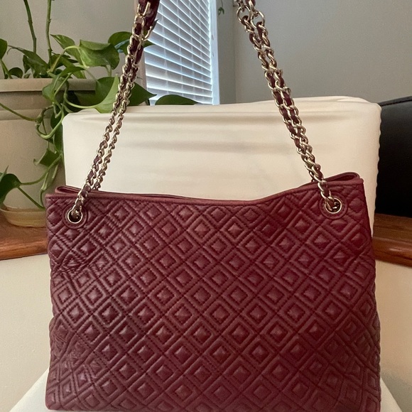 Authentic Maroon Tory Burch Tote - Picture 3 of 9